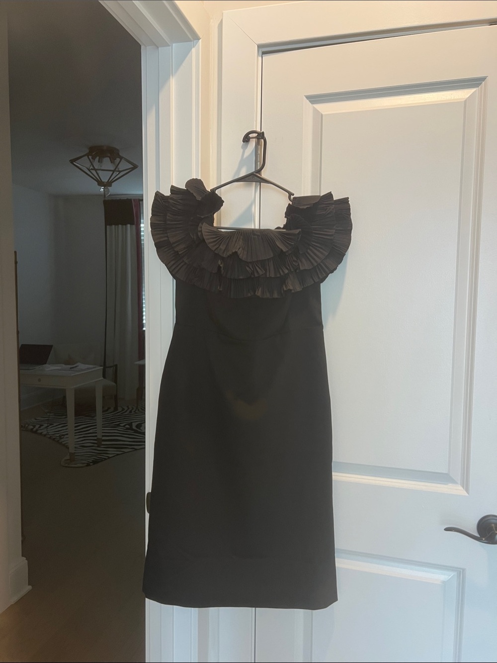 Black Ruffle Collar Dress
